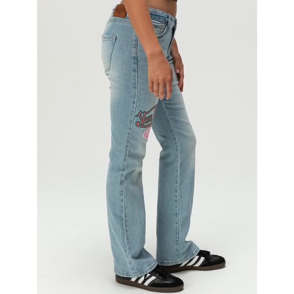 NWT Y2K Von Dutch Low Rise Bootcut patch Embroidered Jeans size 27. - Picture 4 of 15
